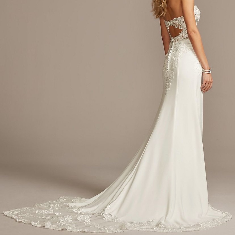 Beaded bodice sheath wedding dress